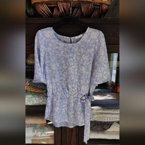 Pleione Baby Blue Floral Blouse